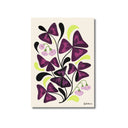 Lámina retro estilo años 60 de Oxalis morado con hojas y flores sobre fondo crema
