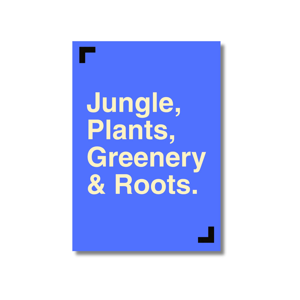 Póster botánico Jungle & Roots en tono azul, papel mate 200g · La Plantisserie