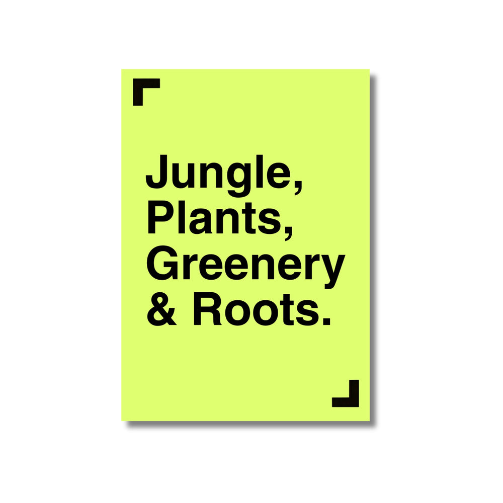 Póster botánico Jungle & Roots en tono lima, papel mate 200g · La Plantisserie