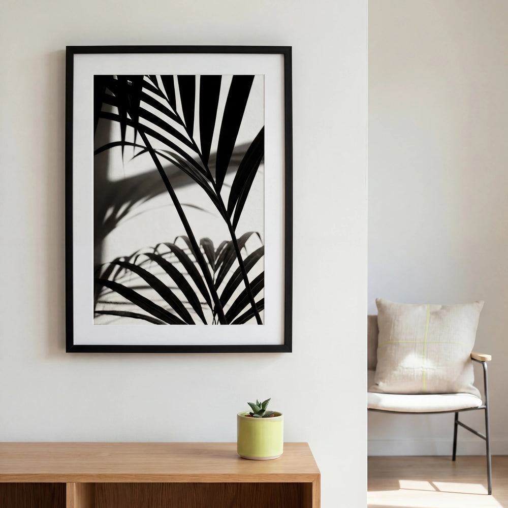 Lámina de Palmera Kentia enmarcada, decoración botánica para la pared