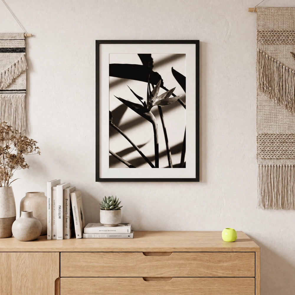Lámina de Strelitzia enmarcada, decoración botánica para la pared