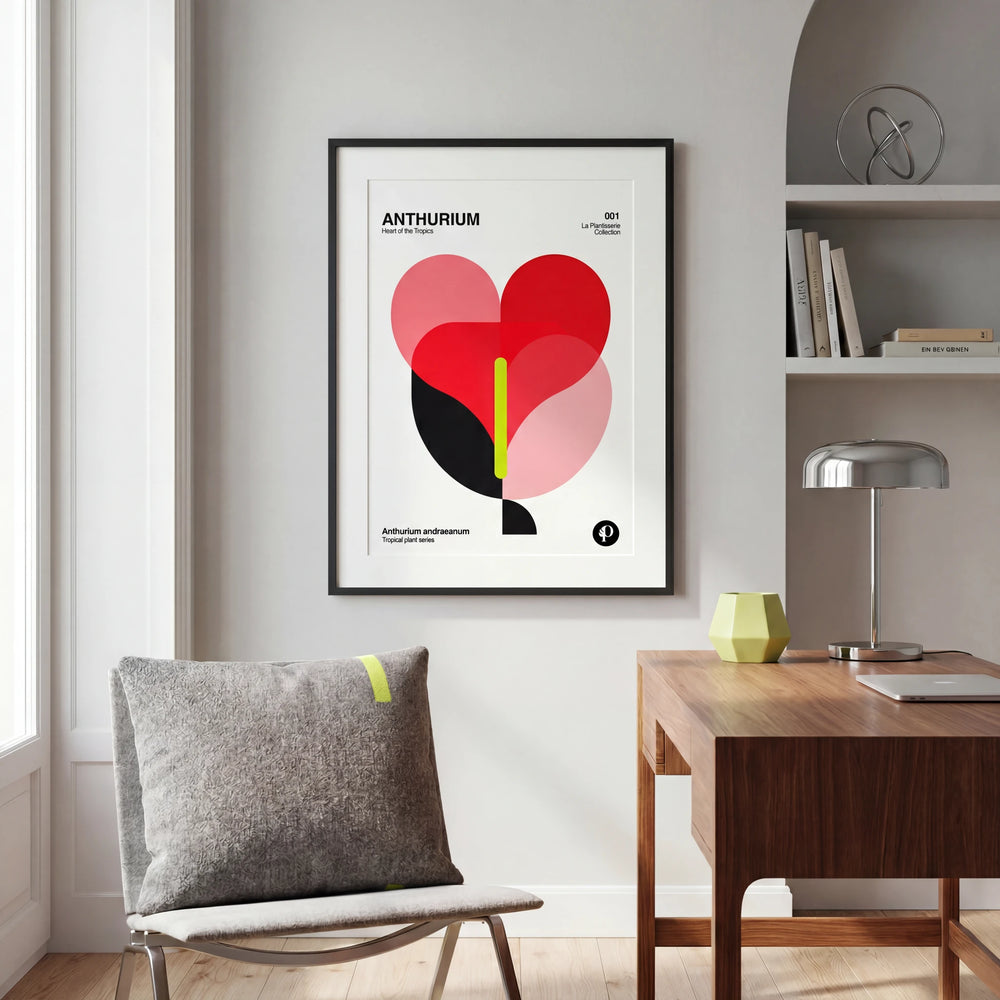 Lámina de Anthurium enmarcada, decoración botánica para la pared