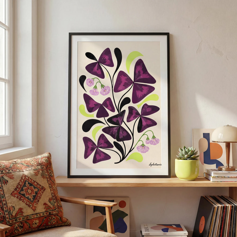 Lámina de Oxalis enmarcada, decoración botánica para la pared