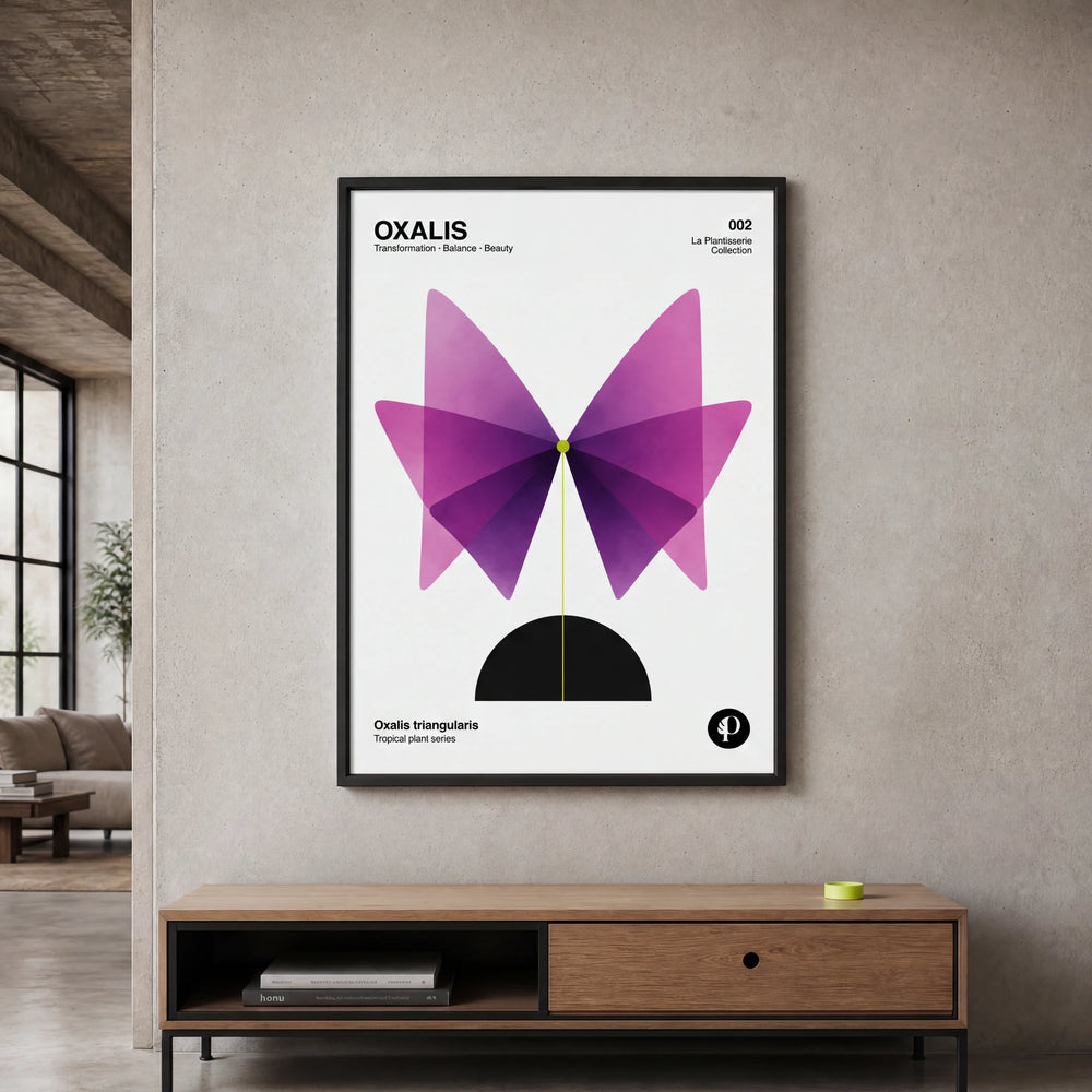 Lámina de Oxalis enmarcada, decoración botánica para la pared